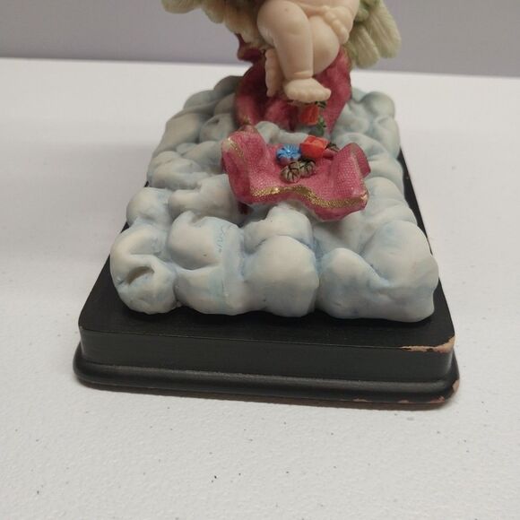 Vintage Elegant Collection Cherub Angel Mantle Clock Ribbon Hot Air Balloon Rare - Picture 15 of 16
